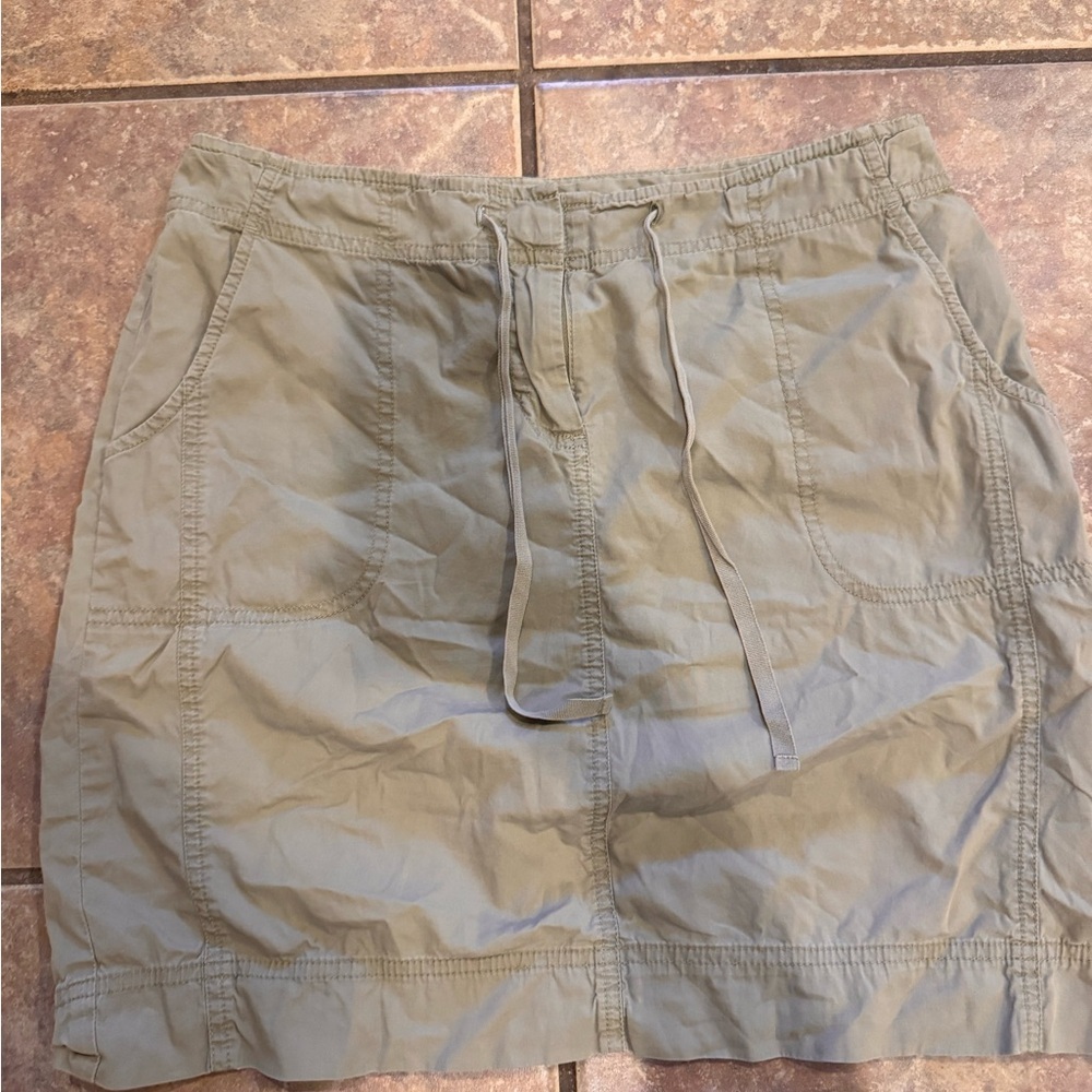 J. Jill Olive Drawstring Mini Skirt Utility Style